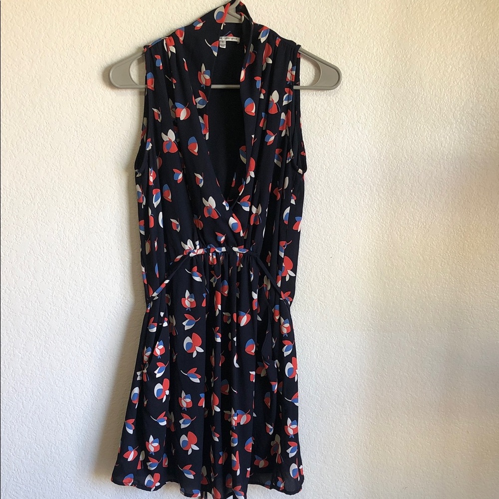 Collective Concepts Black and Red Floral Mini Dress chiffon lightweight